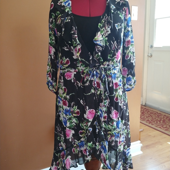 Milly Silk Charmeuse Ruffled Wrap Dress - Picture 2 of 9